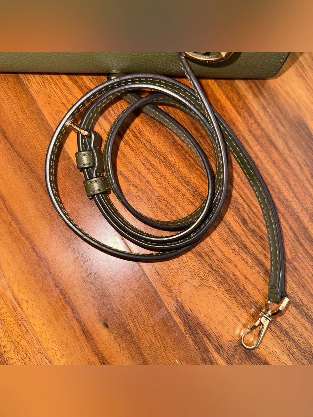Michael Kors Thyme green Leather Top-Handle Satchel with Gold Hardware
